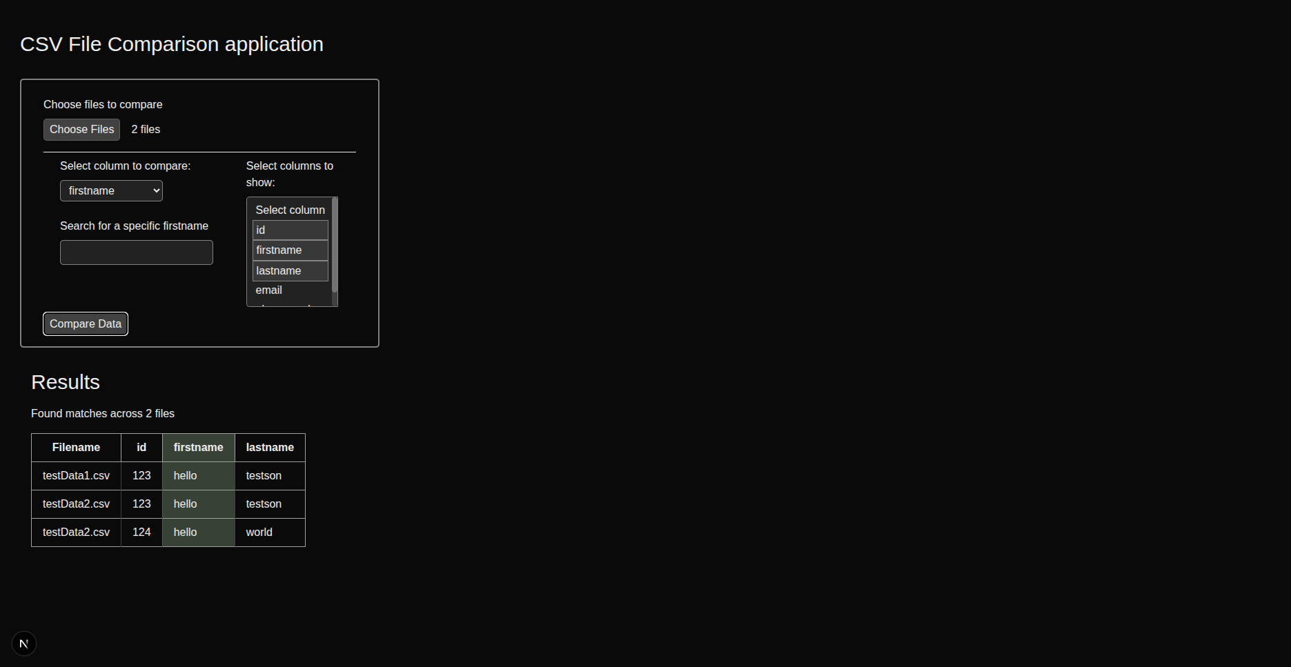 Three matches found from different files, only some columns showing Three matches found from different files, only some columns showing