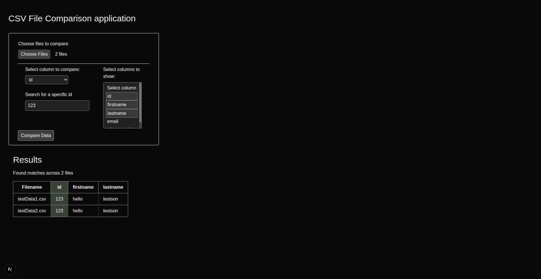 Two matches found from different files with specific search Two matches found from different files with specific search